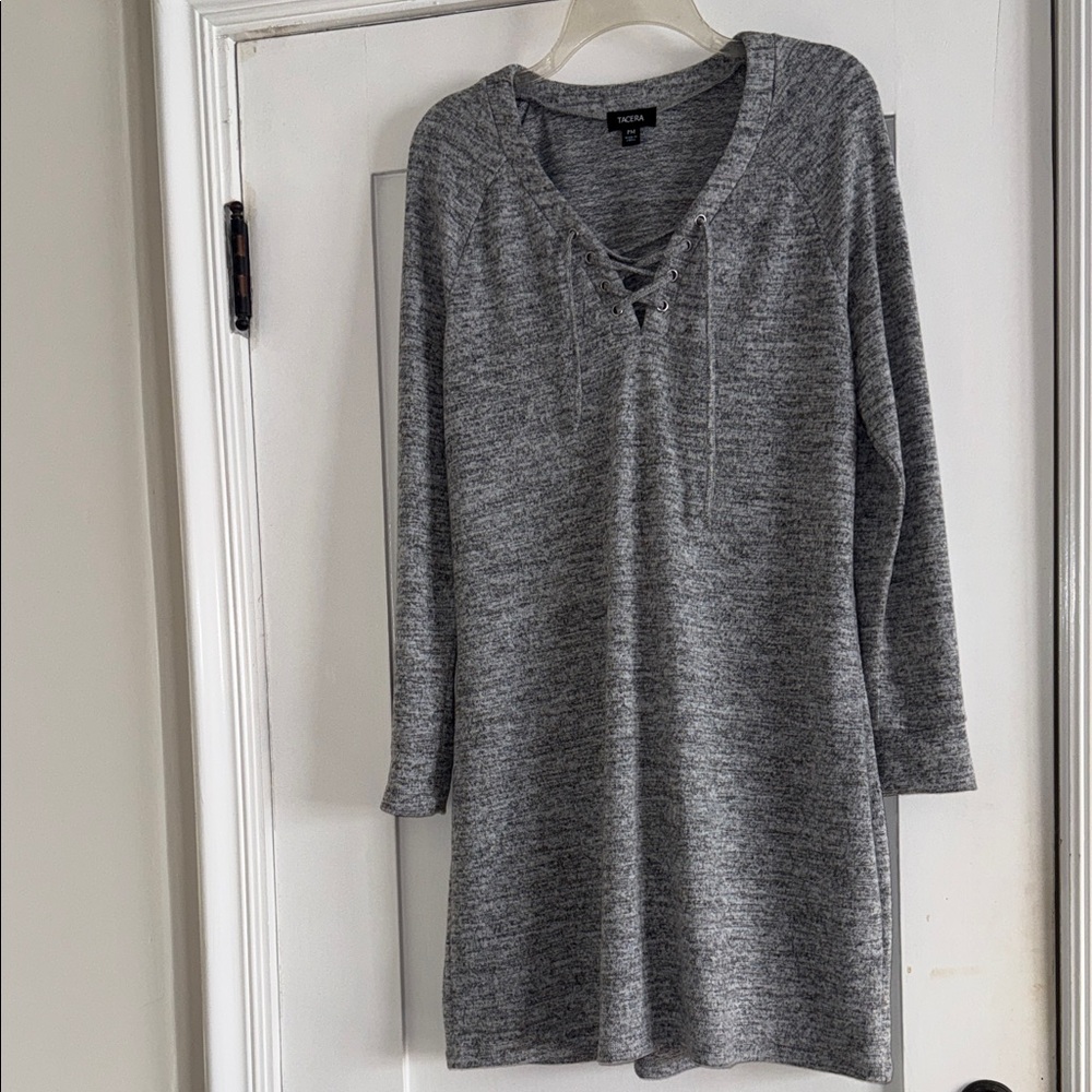Gray Knit Long Sleeve Dress